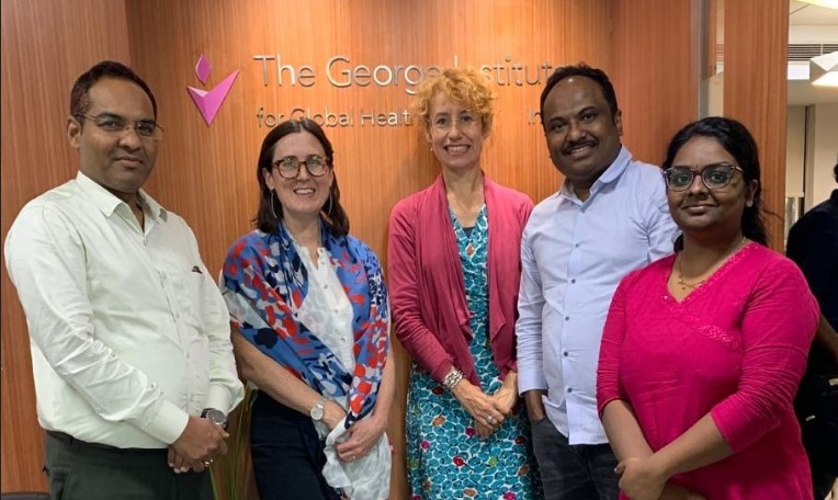 From left to right: Dr Praveen Devarsetty, Dr Claire Johnson, Dr Annet Hoek, Dr Thout Sudhir Raj, and Spoorthi Nidhuram